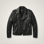 Men’s Black Leather Motorcycle Jacket – Classic Biker Riding Style