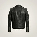 Men’s Black Leather Motorcycle Jacket – Classic Biker Riding Style