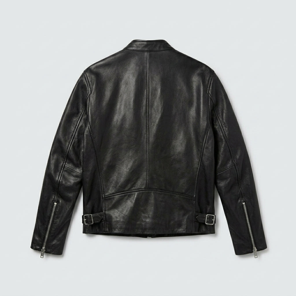 Men’s Black Retro Moto Leather Riding Jacket