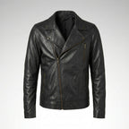 Men’s Modern Black Leather Jacket – Slim Fit Contemporary Style