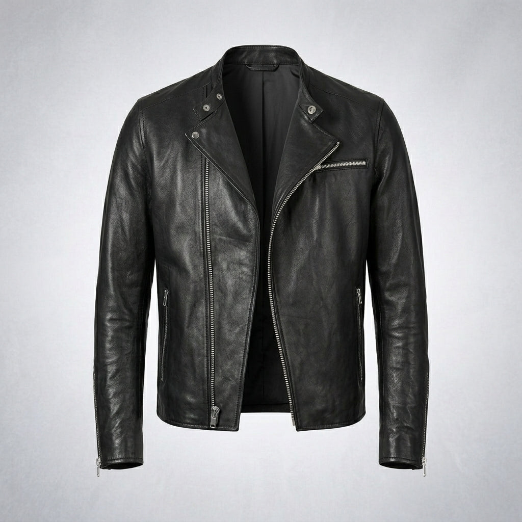 Men’s Classic Casual Black Leather Jacket