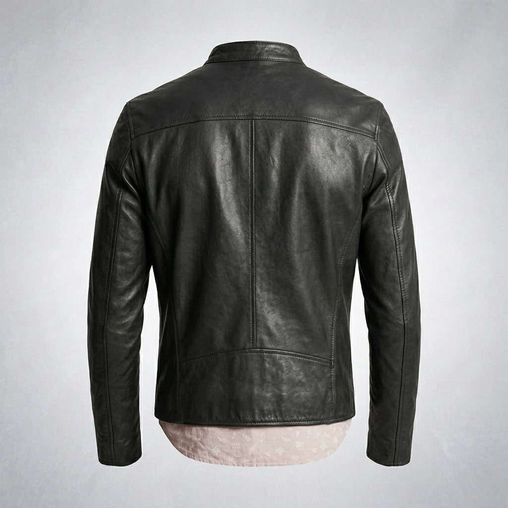 Men’s Classic Casual Black Leather Jacket