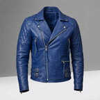 Men’s Royal Blue Café Racer Leather Jacket
