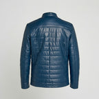 Men’s Blue Leather Jacket – Stylish Slim Fit Casual Biker Style