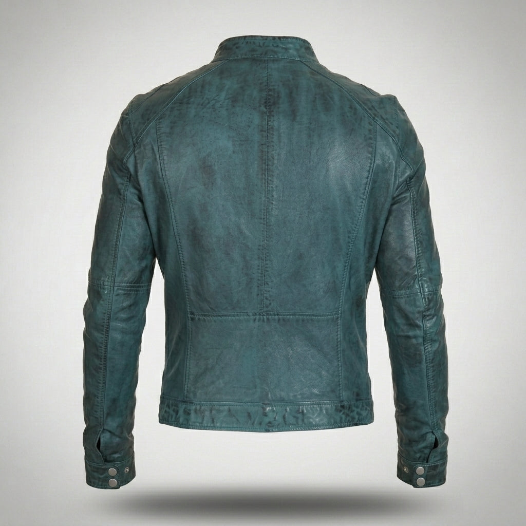 Men’s Distressed Café Racer Leather Jacket