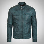 Men’s Distressed Café Racer Leather Jacket