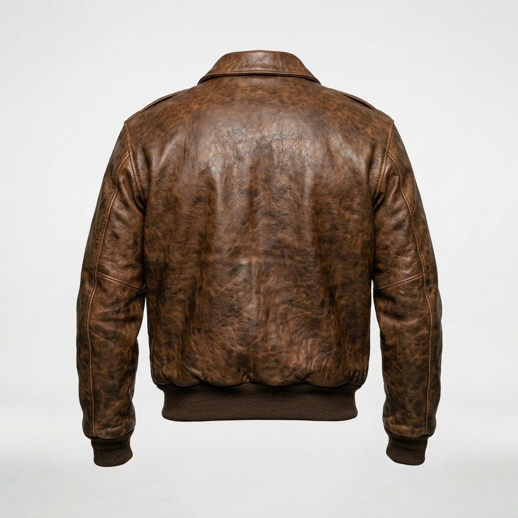 Men’s Brown A-2 Pilot Leather Jacket – Classic Military Flight Bomber Style