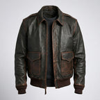 Men’s Brown Aviator Pilot Leather Bomber Jacket