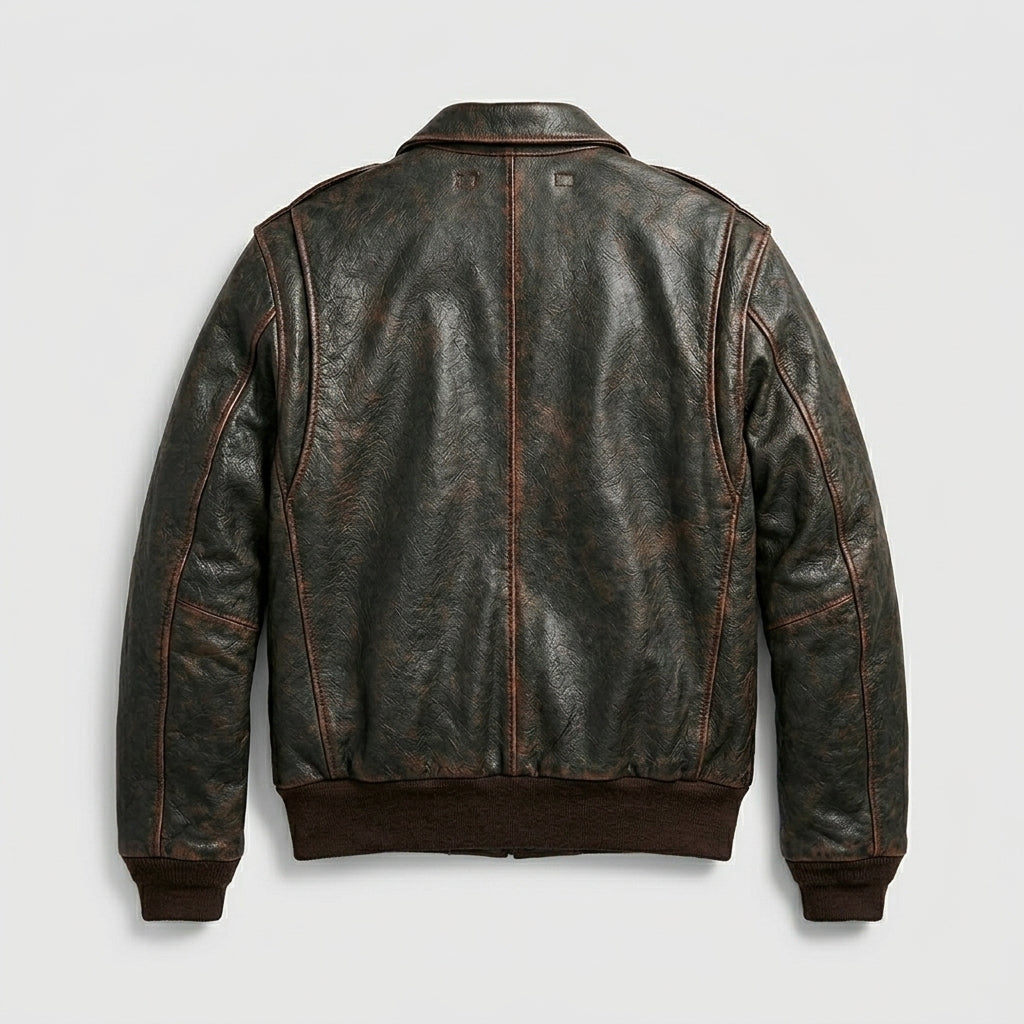 Men’s Brown Aviator Pilot Leather Bomber Jacket