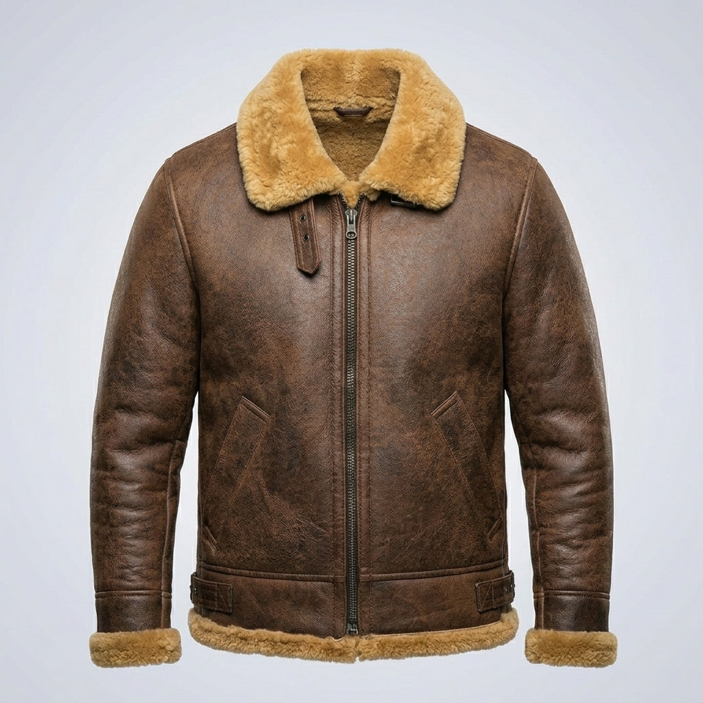 Men’s Brown B3 Sheepskin Flying Aviator Jacket