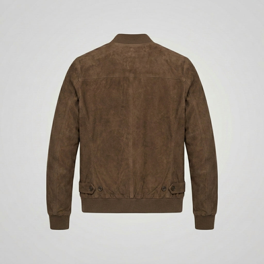 Men’s Brown Suede Bomber Jacket – Classic Casual Aviator Style