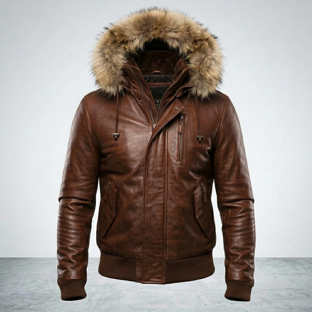 Men’s Vintage Biker Jacket with Hood