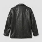 Men’s Black Lambskin Leather Overcoat Blazer Jacke