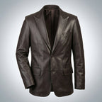 Men’s Classic Black Leather Blazer Coat