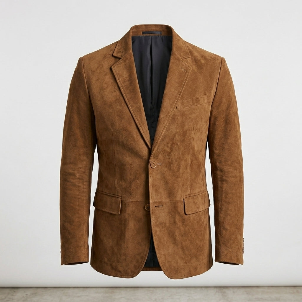 Men’s Camel Brown Suede Leather Blazer jacket
