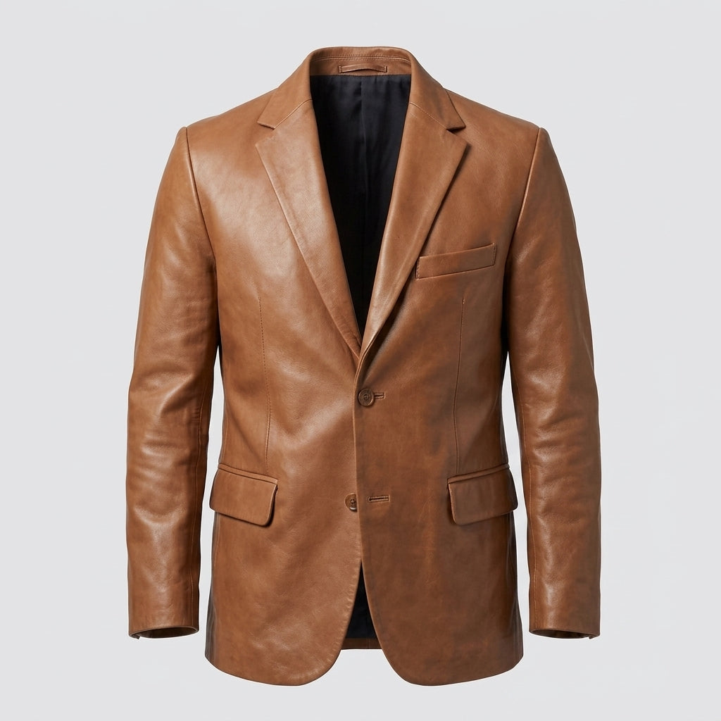 Men’s Designer Brown Lambskin Leather Blazer