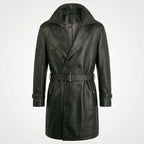 Men’s Genuine Leather Trench Coat – Classic Longline Premium Style