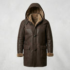 Men’s Brown Shearling Hoodie Coat