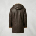 Men’s Brown Shearling Hoodie Coat