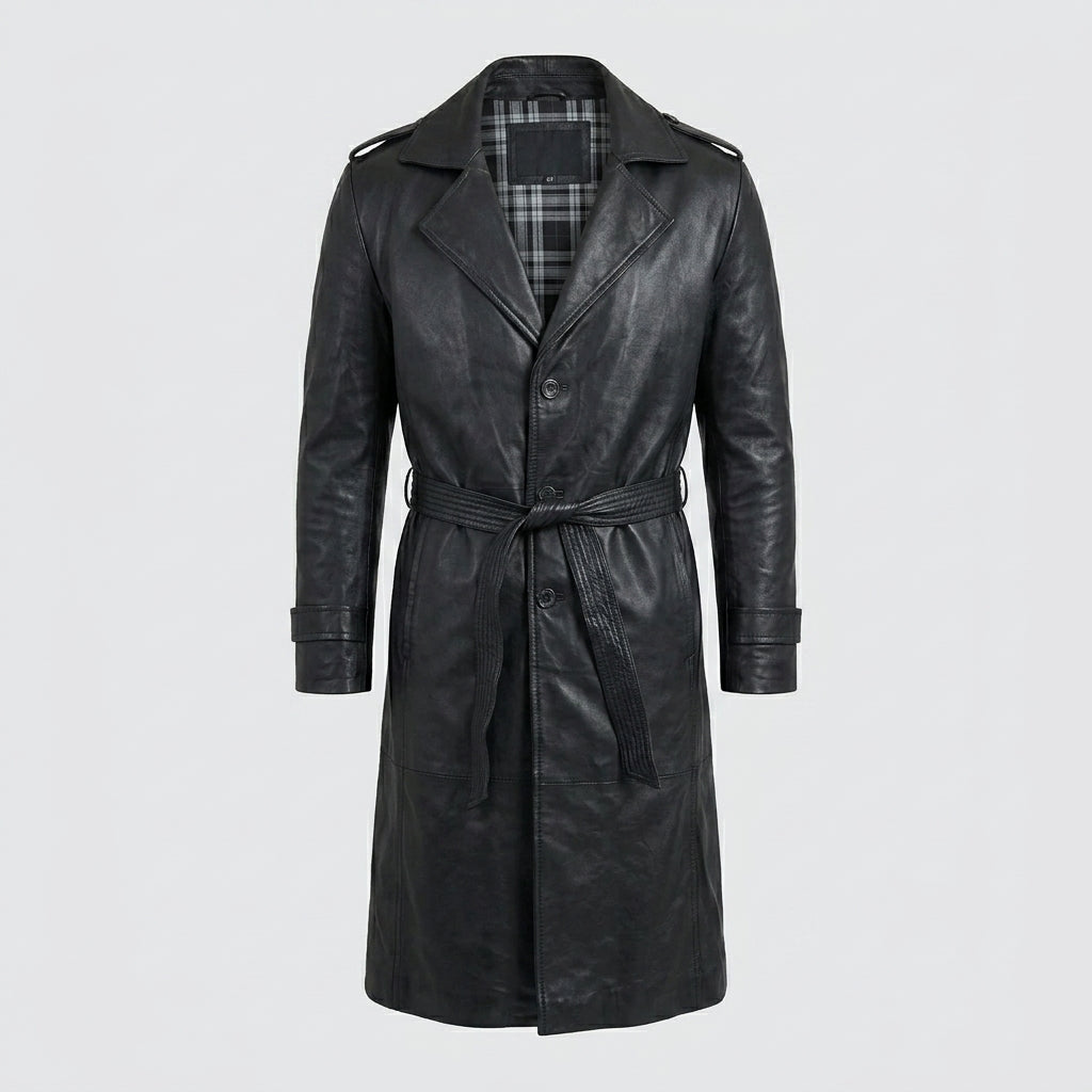 Men’s Genuine Black Leather Sport Coat – Slim Fit Smart Casual Blazer Style