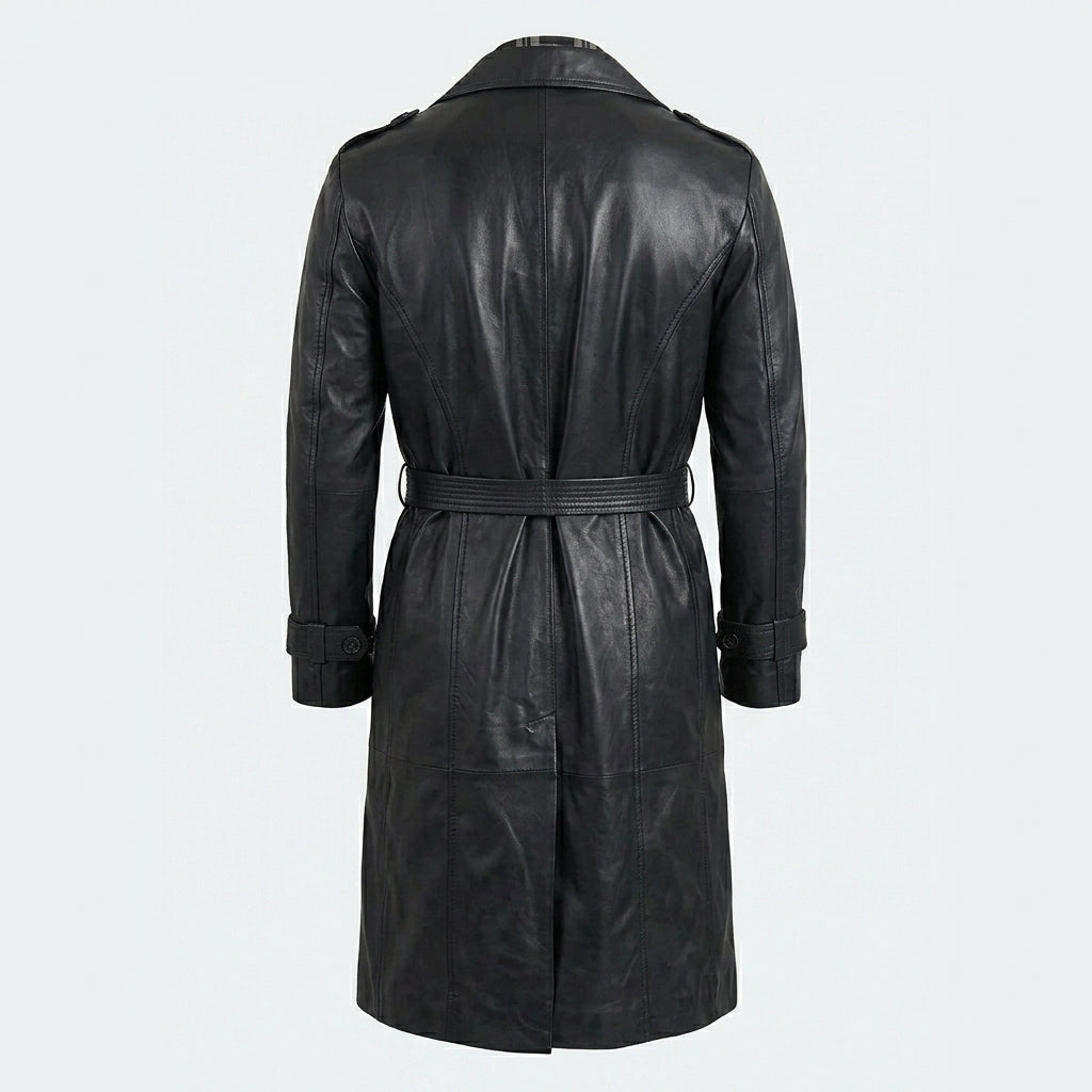 Men’s Genuine Black Leather Sport Coat – Slim Fit Smart Casual Blazer Style