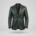 Men’s Green Lambskin Leather Blazer Coat