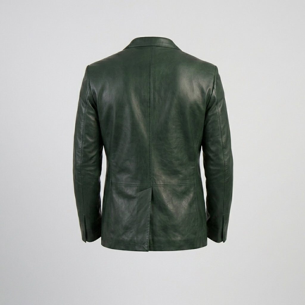 Men’s Green Lambskin Leather Blazer Coat