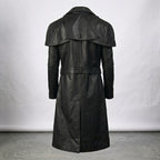 Men’s Black Leather Trench Coat – Classic Longline Premium Style