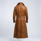 Men’s Distressed Sheepskin Duster Coat – Vintage Longline Leather Style