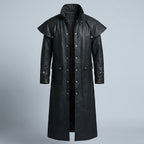 Men’s Black Leather Trench Coat with Hood – Slim Fit Urban Style