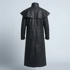 Men’s Black Leather Trench Coat with Hood – Slim Fit Urban Style