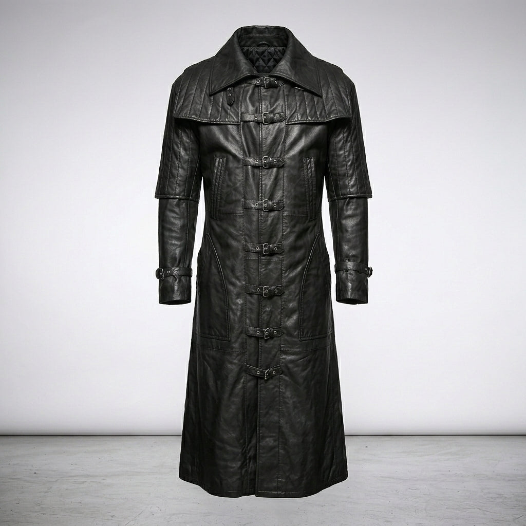 Men’s Steampunk Leather Vampire Trench Coat