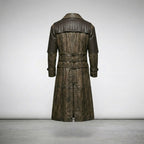 Men’s Punk Rave Steampunk Gothic Brown Leather Long Coat –