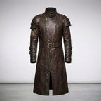Men’s Punk Rave Brown Faux Leather Trench Coat