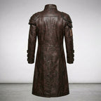 Men’s Punk Rave Brown Faux Leather Trench Coat