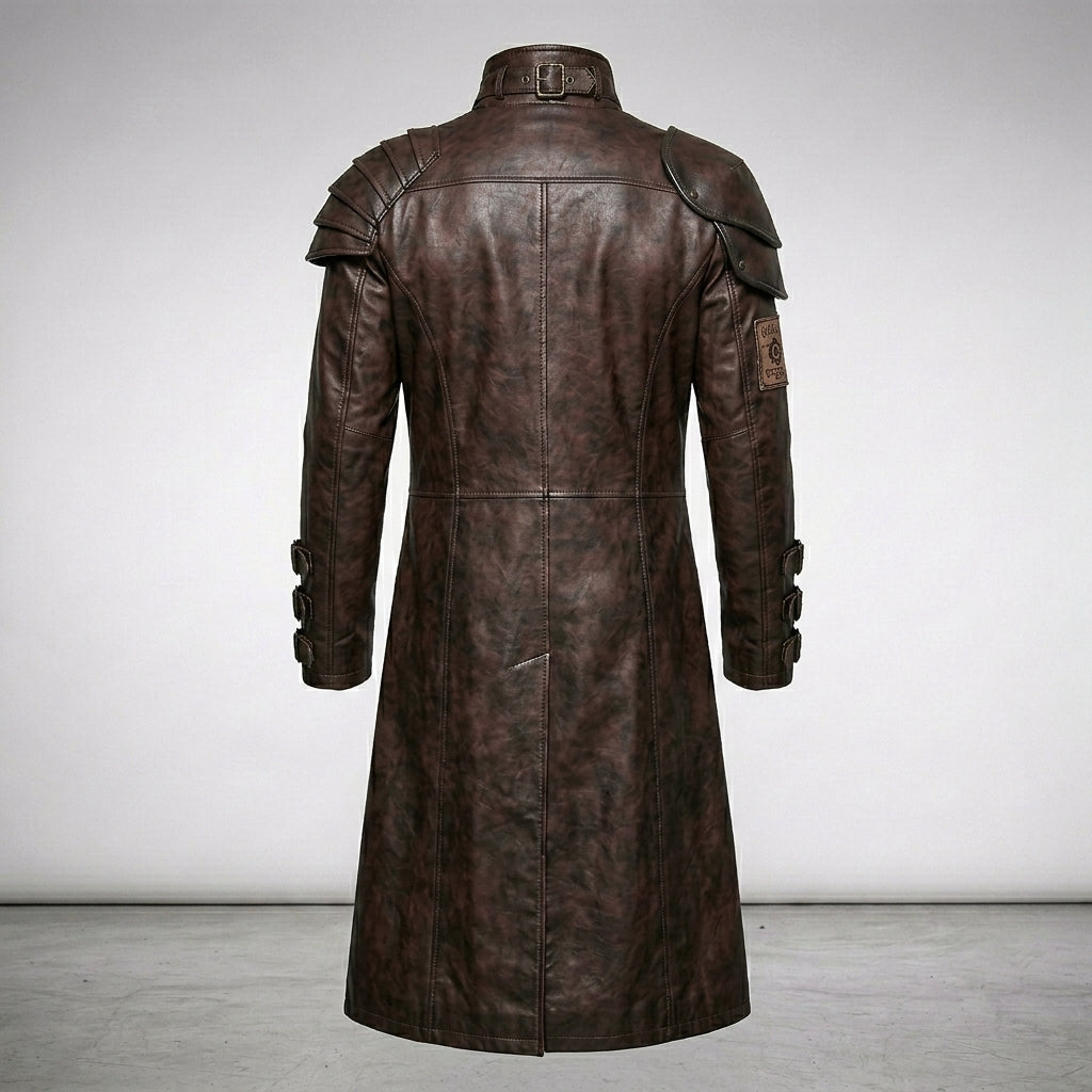 Men’s Punk Rave Brown Faux Leather Trench Coat