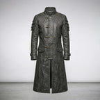 Men’s Punk Rave Gothic Trench Coat – Dark Alternative Long Coat Style