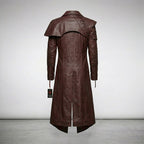 Men’s Devil Fashion Burgundy Gothic Faux Leather Trench Coat
