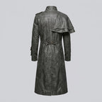Men’s Devil Fashion Black Gothic Leather Trench Coat – Steampunk Long Coat Style