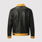 Men’s Black Leather Trucker Jacket