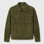 Men’s Premium Green Suede Trucker Jacket