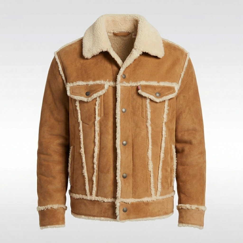 Men’s Brown Shearling Trucker Jacket
