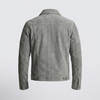 Men’s Gray Suede Leather Trucker Jacket