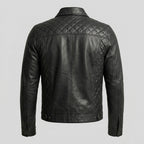 Men’s Black Trucker Western Leather Shirt Jacket