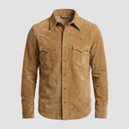 Men’s Western Cowboy Vintage Suede Leather Trucker Shirt Jacket