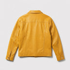 Men’s Yellow Leather Trucker Jacke