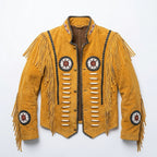 Men’s Authentic Western Carnival Leather Jacket – Vintage Fringe Style