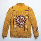 Men’s Authentic Western Carnival Leather Jacket – Vintage Fringe Style