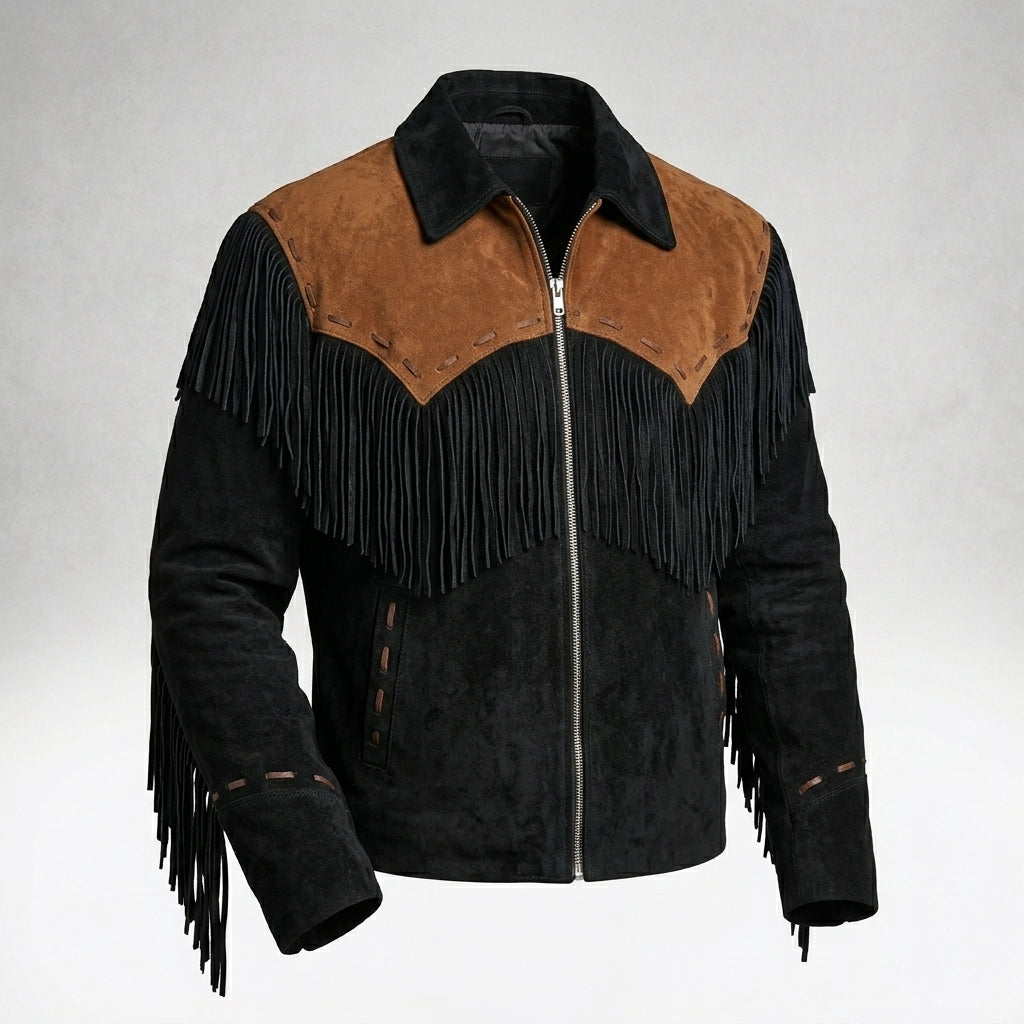 Men’s Western Cowboy Suede Leather Jacket – Classic Rancher Style