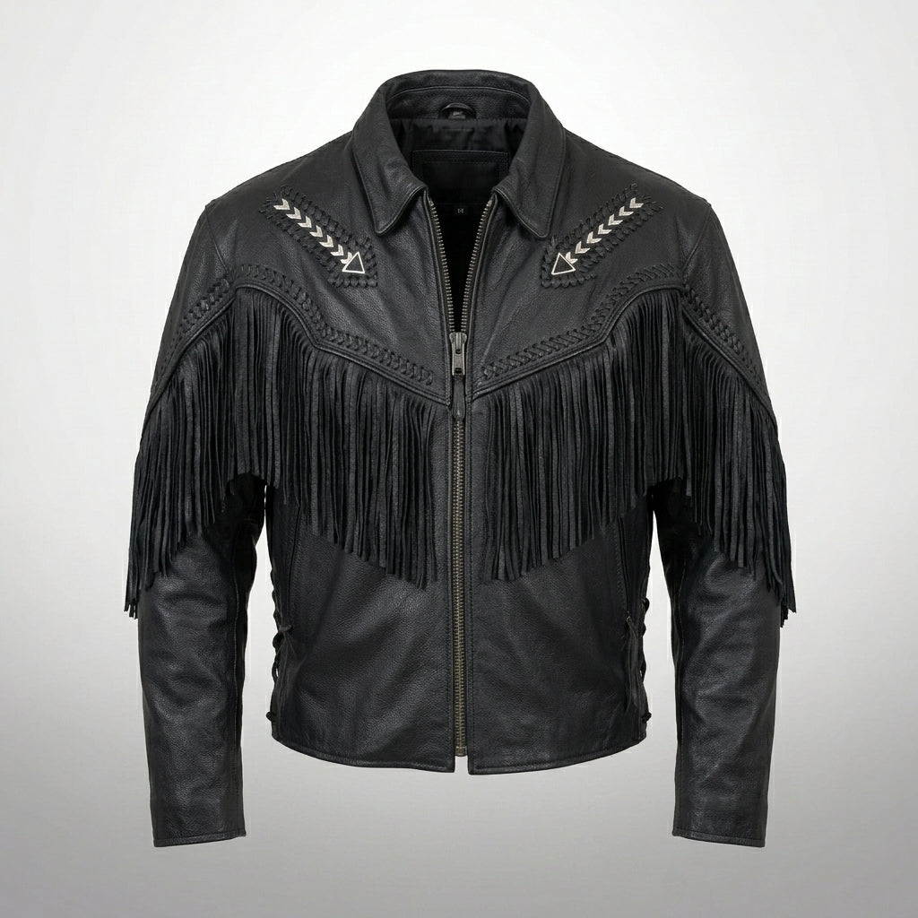 Men’s Western Arrow Leather Motorbike Jacket – Vintage Biker Style